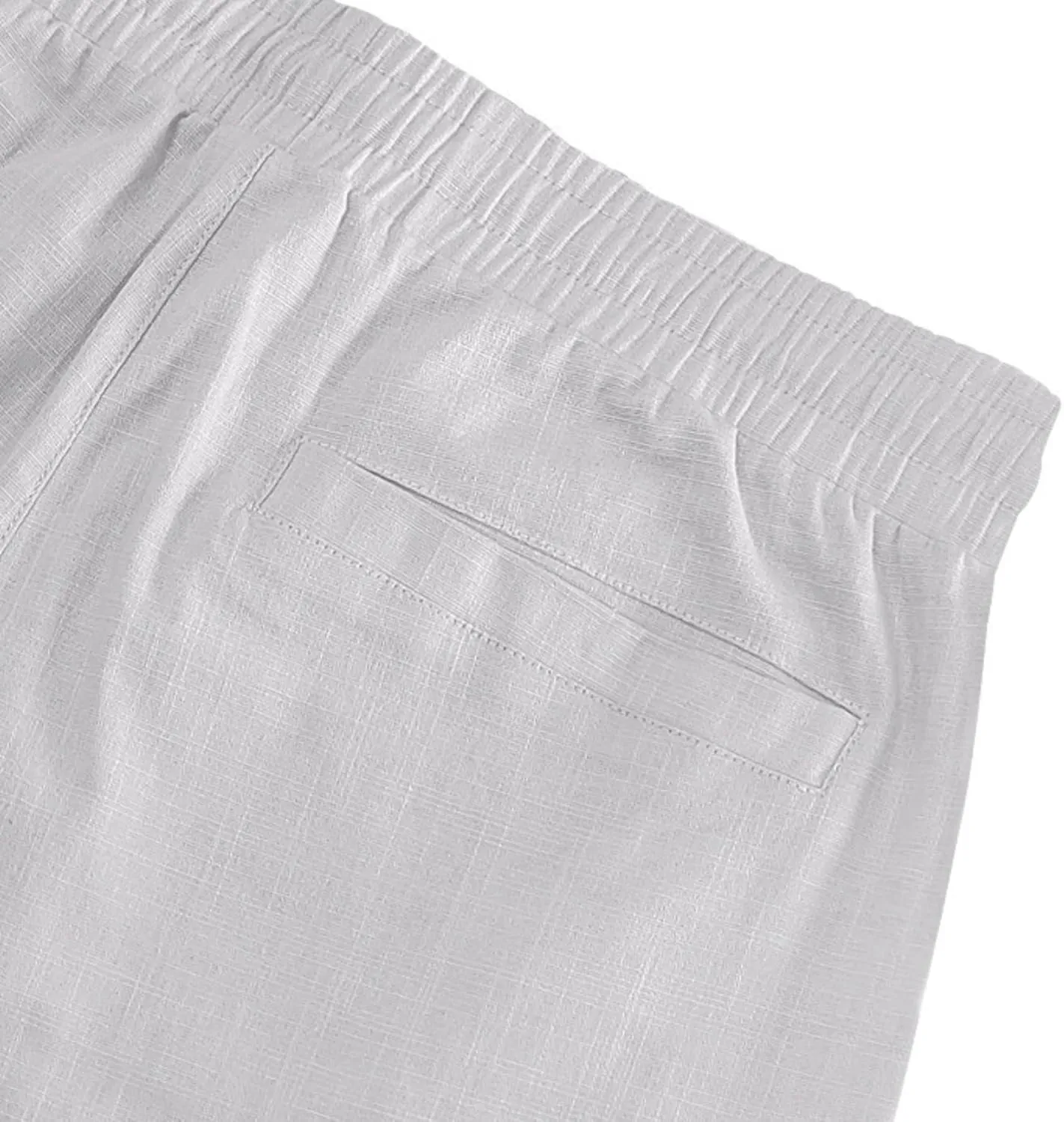 Linen Cargo Pants for Men 2025 Summer Casual Drawstring Elastic Waist Shorts Loose Fit Bermuda Shorts