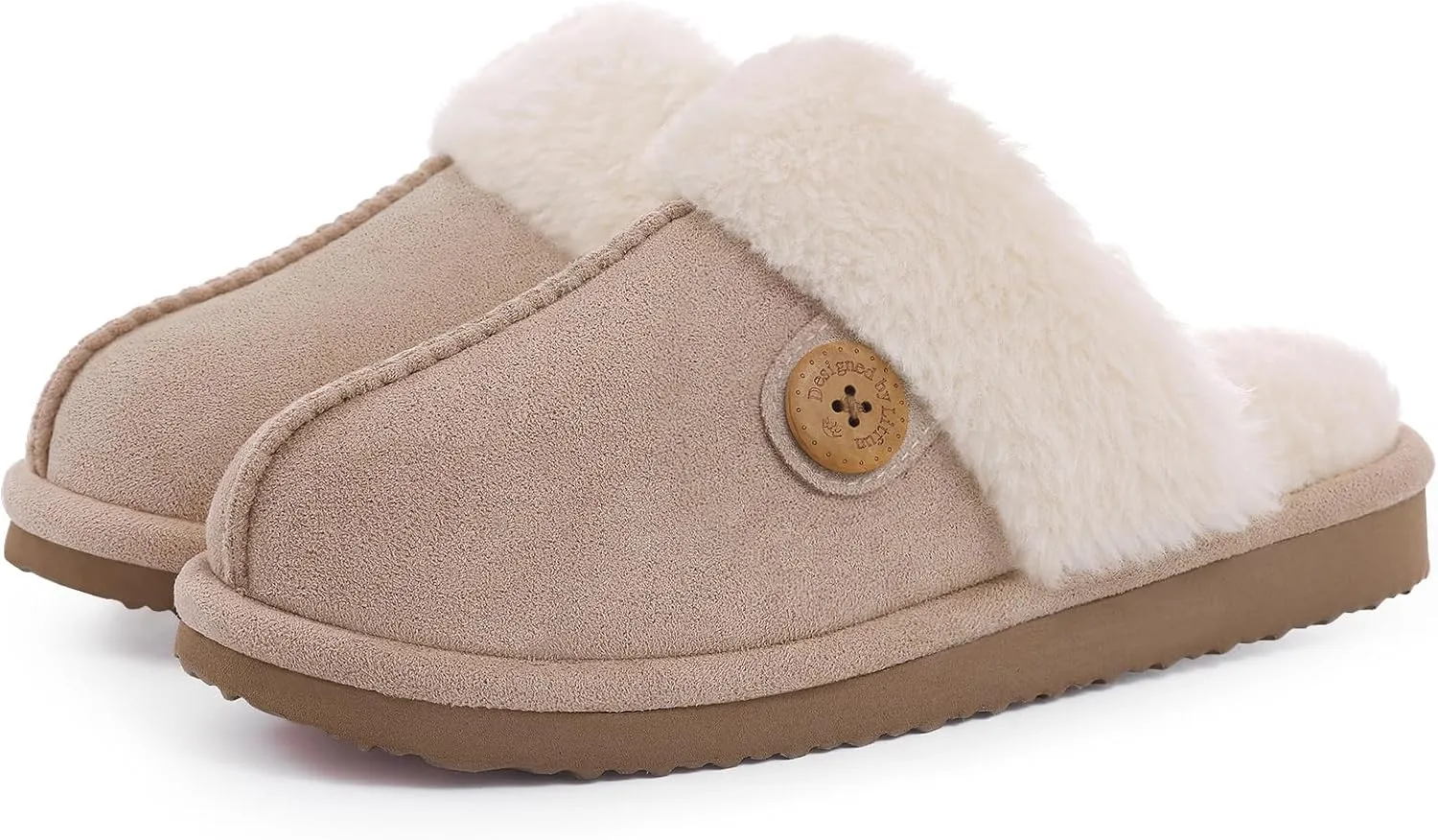 Litfun Fuzzy Slippers for Women with Memory Foam Winter Fluffy House Shoes Indoor Outdoor
