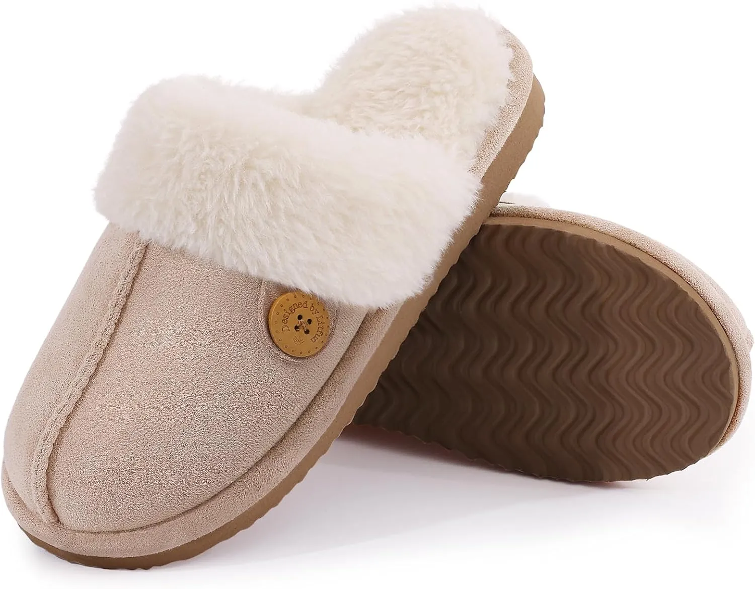 Litfun Fuzzy Slippers for Women with Memory Foam Winter Fluffy House Shoes Indoor Outdoor
