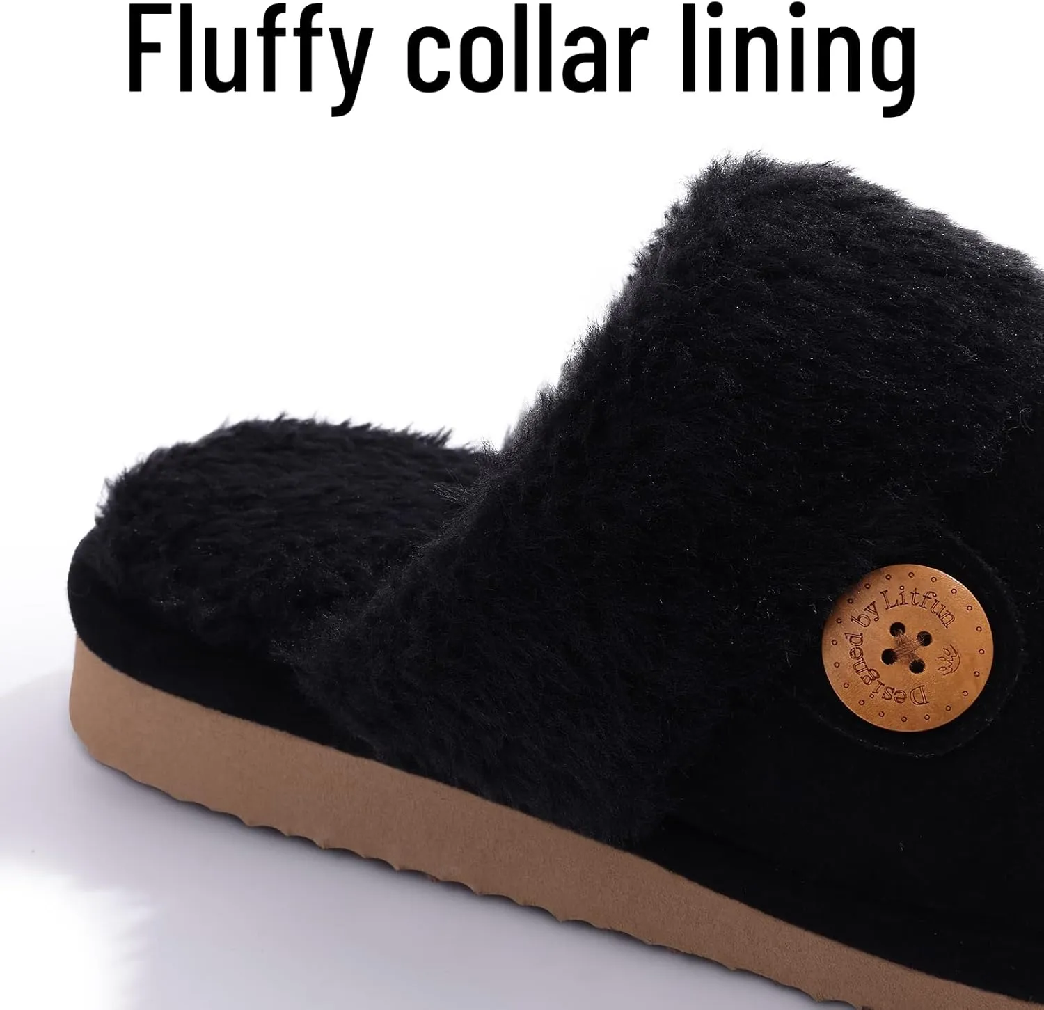 Litfun Fuzzy Slippers for Women with Memory Foam Winter Fluffy House Shoes Indoor Outdoor