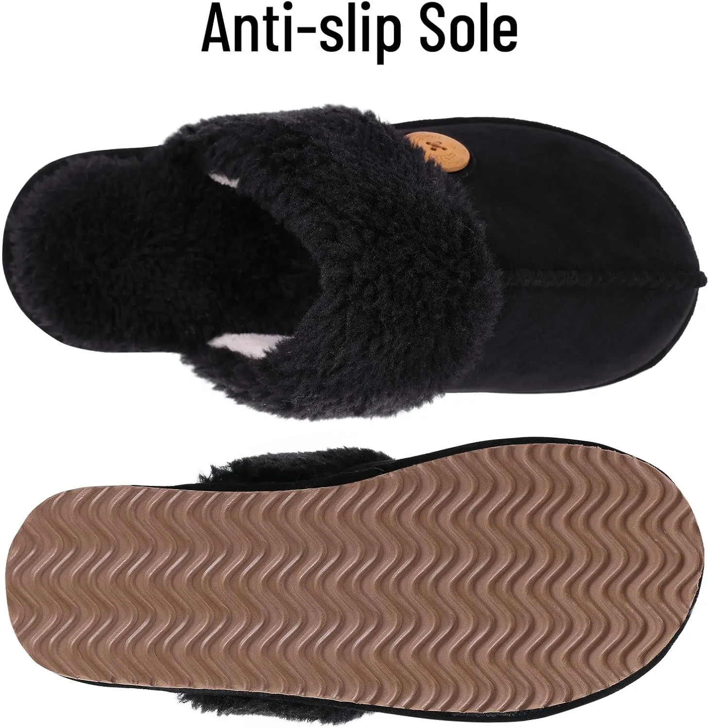 Litfun Fuzzy Slippers for Women with Memory Foam Winter Fluffy House Shoes Indoor Outdoor