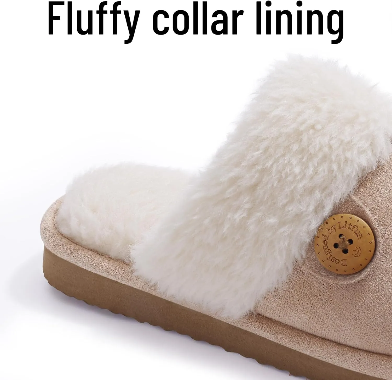 Litfun Fuzzy Slippers for Women with Memory Foam Winter Fluffy House Shoes Indoor Outdoor