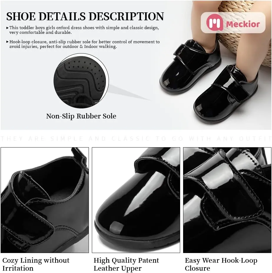Meckior Infant Baby Boys Girls Classic PU Leather Wedding Loafers Brogue Toddler Oxford Dress Shoes First Steps Walking Flat Lazy Crib Shoe