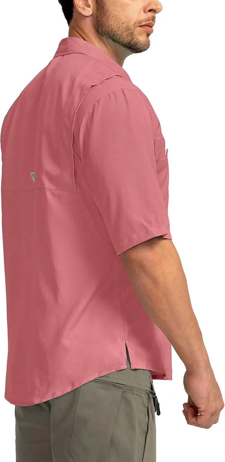 Men's Fishing Shirts with Zipper Pockets UPF 50  Lightweight Cool Short Sleeve Button Down Shirts for Men Casual Hiking
