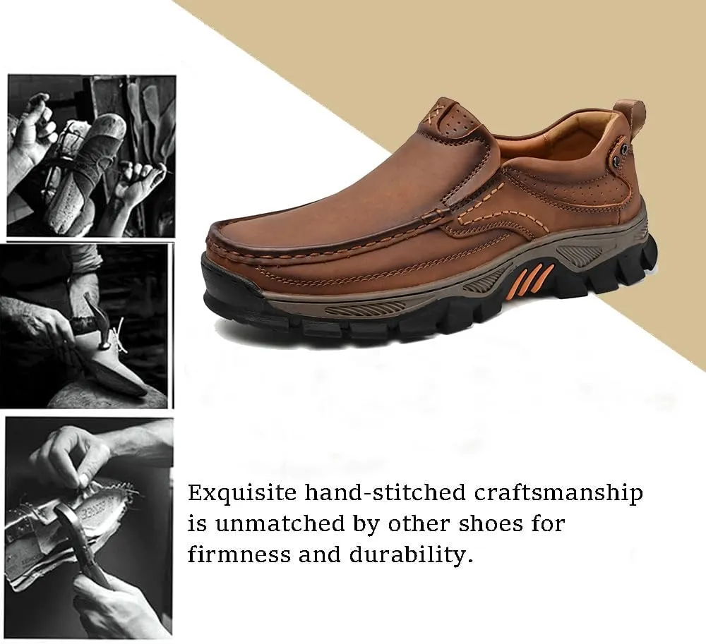 Men's Slip-On Loafers Comfortable Leather Casual Walking Shoes for Work Office Dress Outdoor