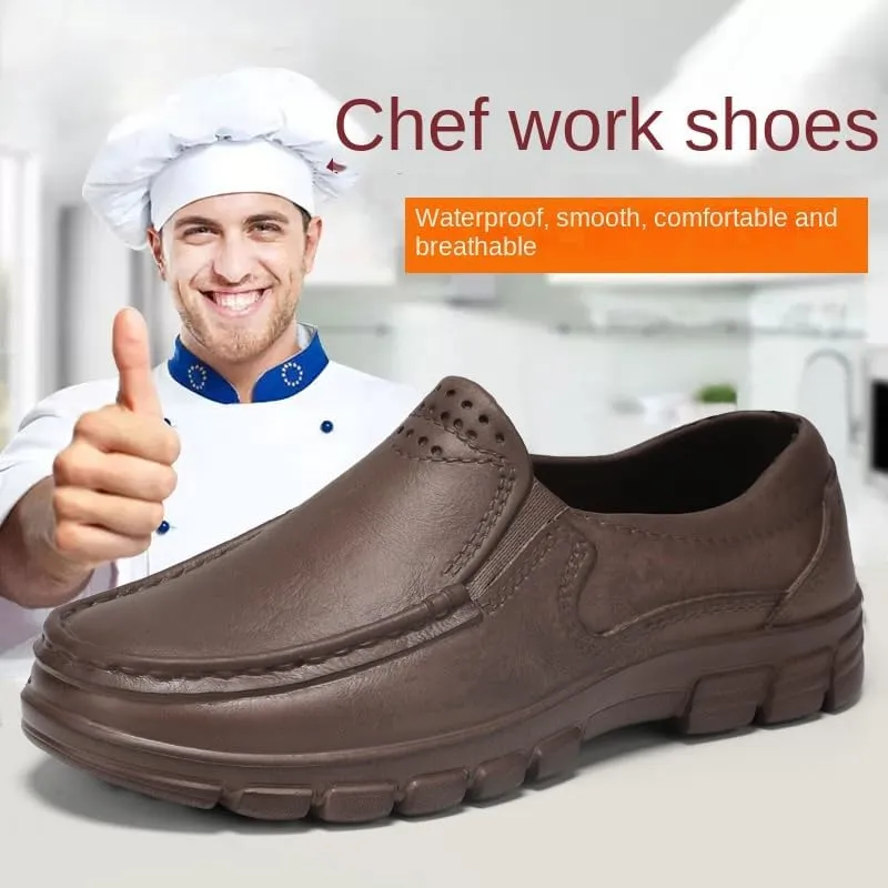 Men's Slip-On Loafers,Chef Work Shoes Comfortable, Lightweight, Slip Resistant Waterproof EVA Nursing Garden Shoes