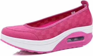 MSYINGL Women Wedge Shoes,Breathable Mesh Platform Slip ON Casual Walking Sneakers,Anti-Slip Comfortable Platform Loafers