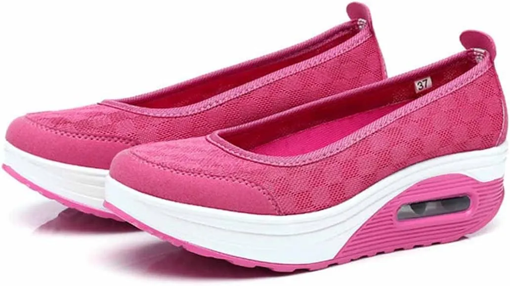 MSYINGL Women Wedge Shoes,Breathable Mesh Platform Slip ON Casual Walking Sneakers,Anti-Slip Comfortable Platform Loafers