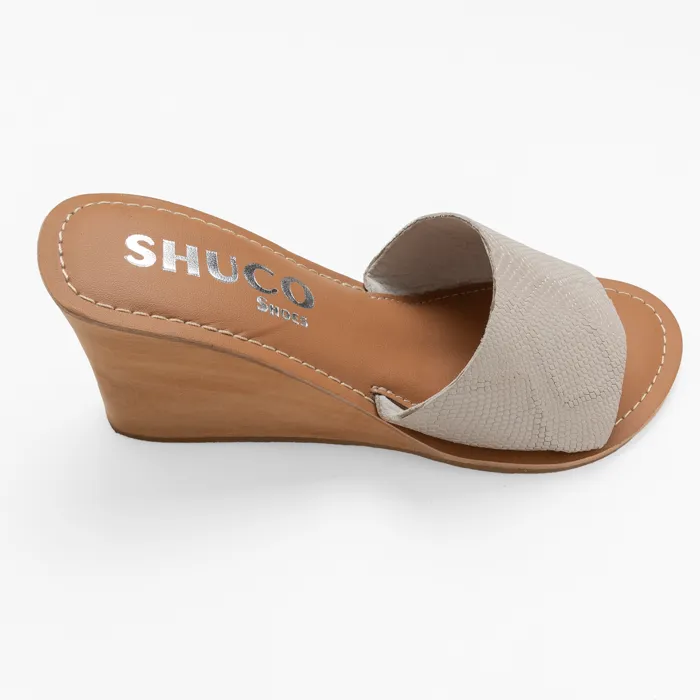 NAOMI SILVER SNAKE WEDGE HEEL SANDAL