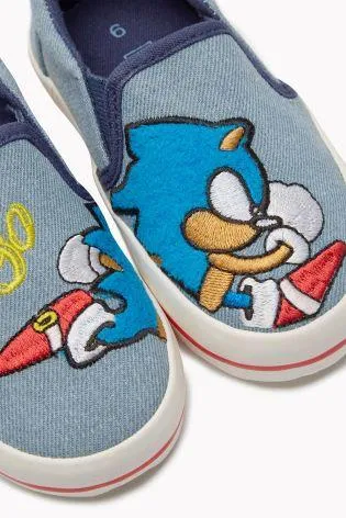 Next Older Boys Chambray Sonic The Hedgehog Slip-Ons