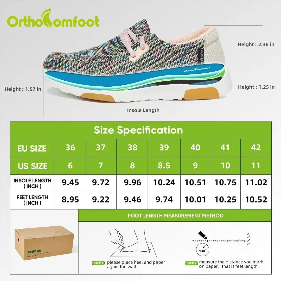 OrthoComfoot Women's Orthopedic Casual Shoes, Arch Support Lace up Driving Sneakers for Outdoor Indoor, Slip Resistant Walking Sneakers for Foot and Heel Pain Relief