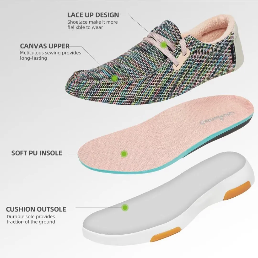 OrthoComfoot Women's Orthopedic Casual Shoes, Arch Support Lace up Driving Sneakers for Outdoor Indoor, Slip Resistant Walking Sneakers for Foot and Heel Pain Relief