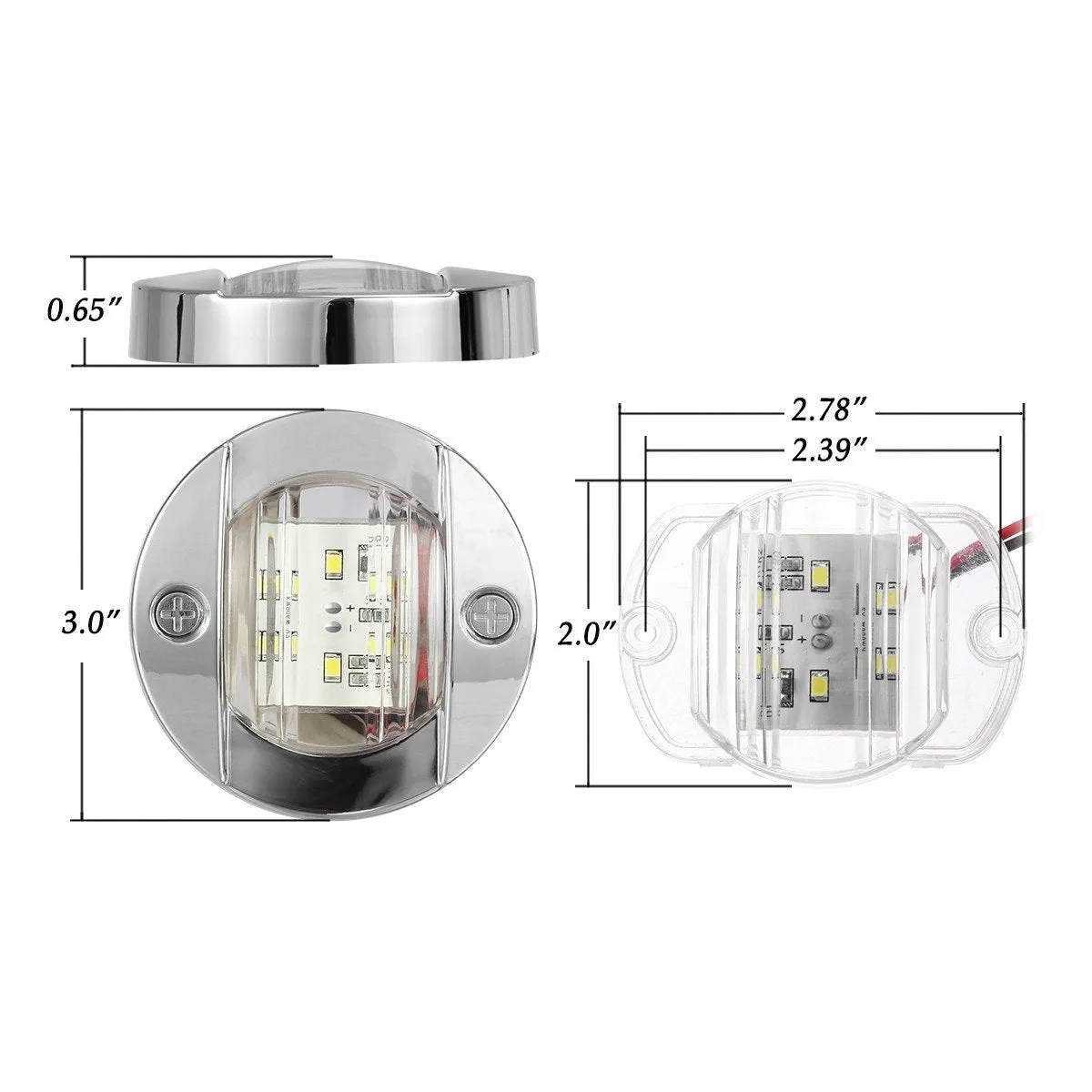 Partsam 3" inch Round LED Navigation Boat Lights Stern Anchor Lamps