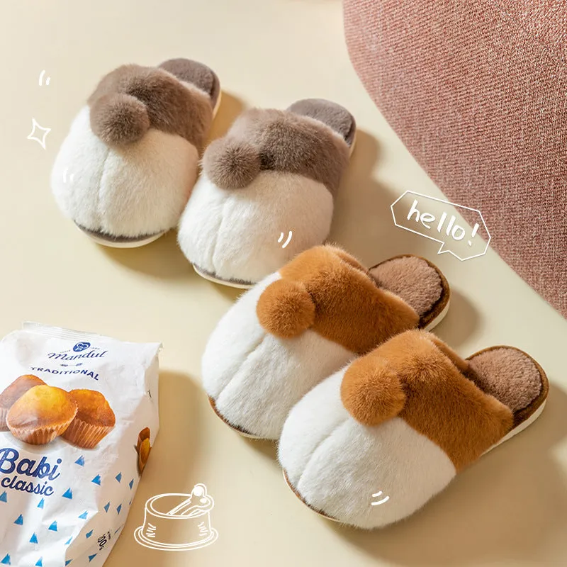 Plush Corgi Slippers for Women