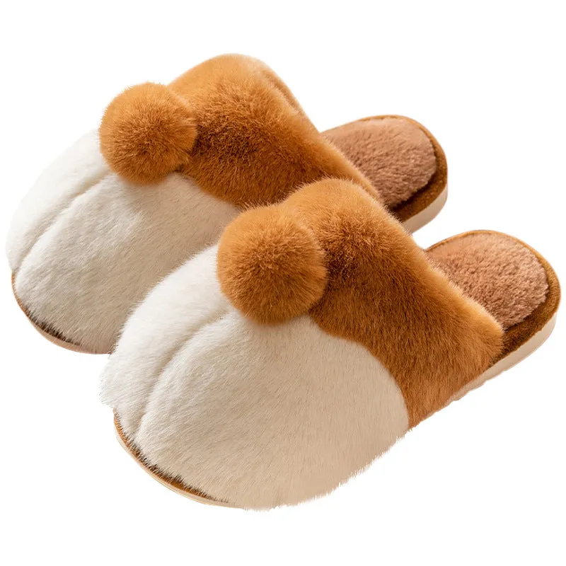 Plush Corgi Slippers for Women