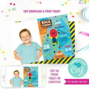 Rock Climbing Party Photo Invitation | Outdoor Adventure Party
