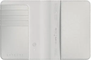 Satechi Passport Holder for Travel with Find My, Passport Cover with 4 Card Holder, Wireless Charging, and RFID Protection ?C Travel Essential Vegan Leather Passport?C Sand