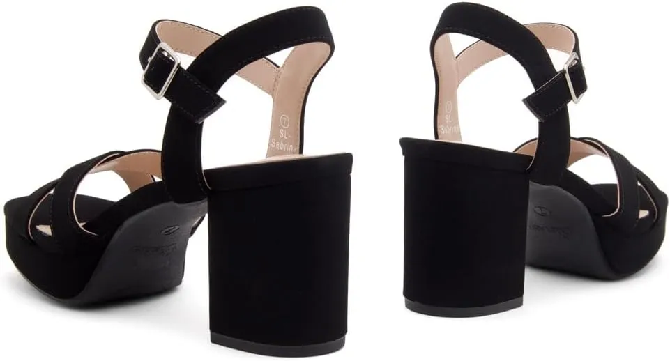 Shoe Land SL-Sabrina Women's Platform Heels, 3-Inch Chunky Block Heeled Sandals, Square Open Toe Ankle Strappy Dressy Heels for Prom, Wedding, Party, and Evening