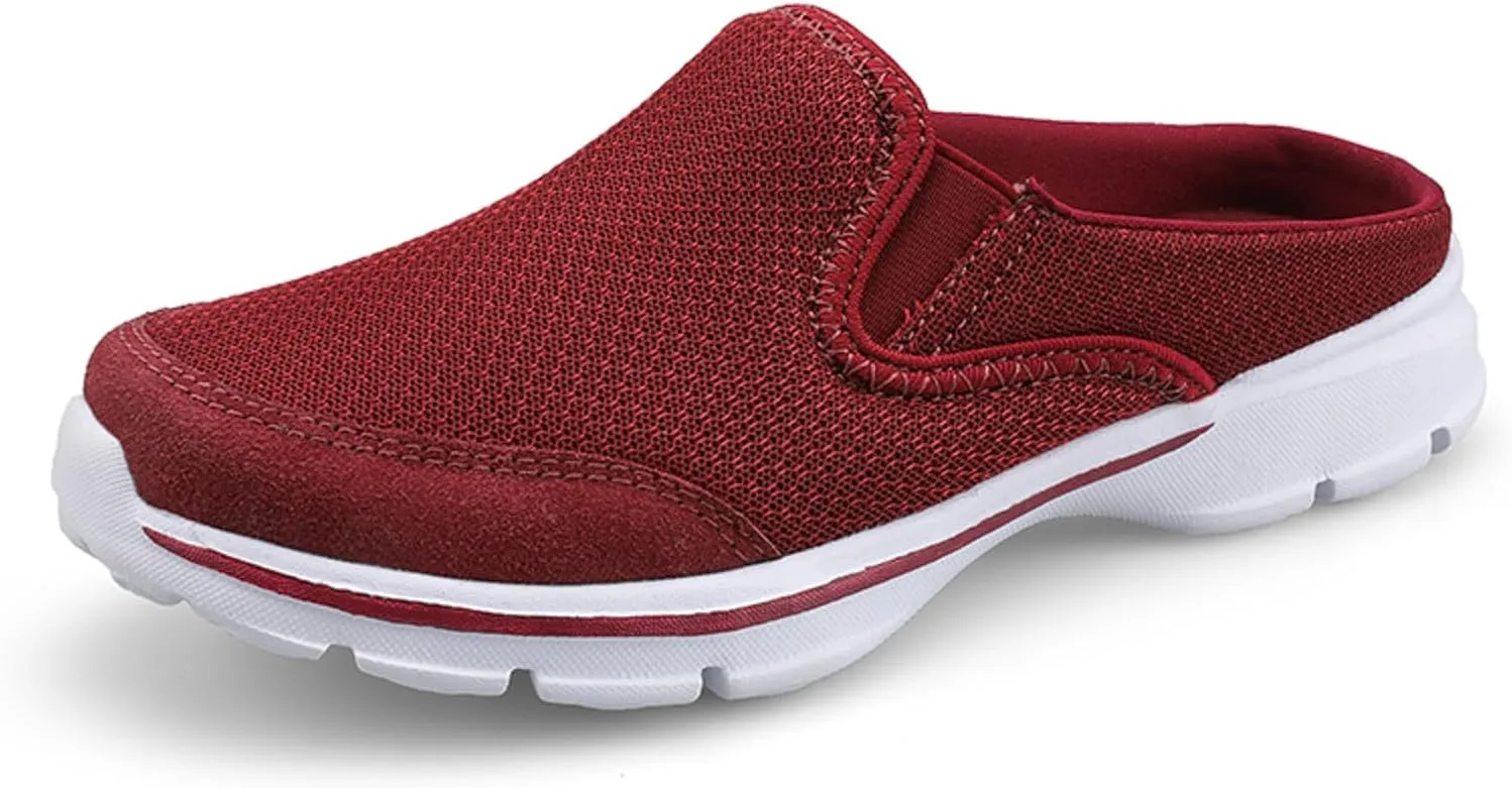 Slip on Mules & Clogs for Women Men Mesh Knit Open Back Walking Shoes Breathable Comfort Sneakers Orthopedic Slippers