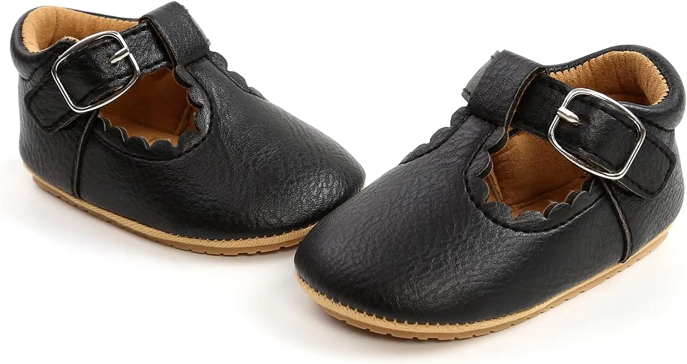 SOFMUO Baby Boys Girls Lace Up Leather Sneakers Soft Rubber Sole Infant Moccasins Newborn Oxford Loafers Anti-Slip Toddler Wedding Uniform Dress Shoes