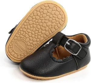SOFMUO Baby Boys Girls Lace Up Leather Sneakers Soft Rubber Sole Infant Moccasins Newborn Oxford Loafers Anti-Slip Toddler Wedding Uniform Dress Shoes