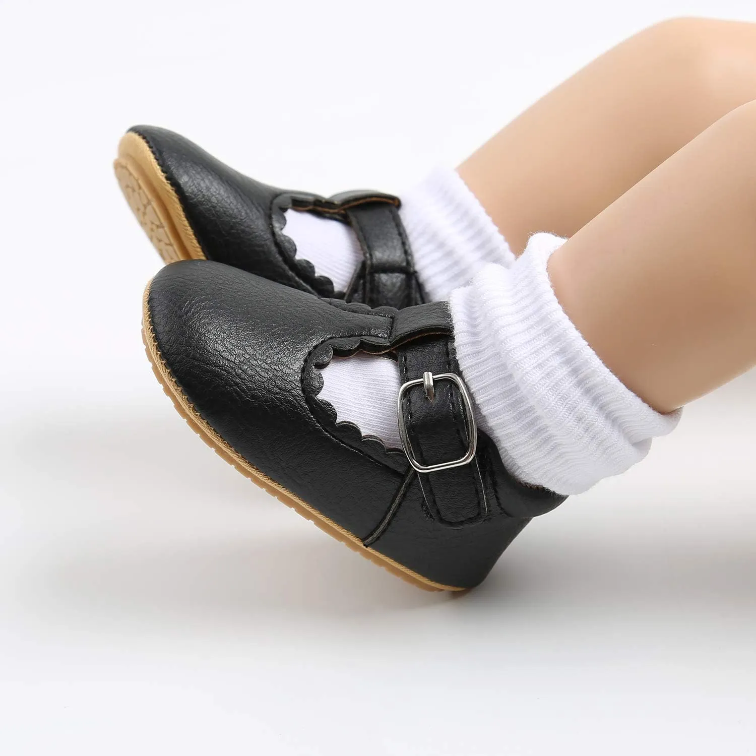 SOFMUO Baby Boys Girls Lace Up Leather Sneakers Soft Rubber Sole Infant Moccasins Newborn Oxford Loafers Anti-Slip Toddler Wedding Uniform Dress Shoes