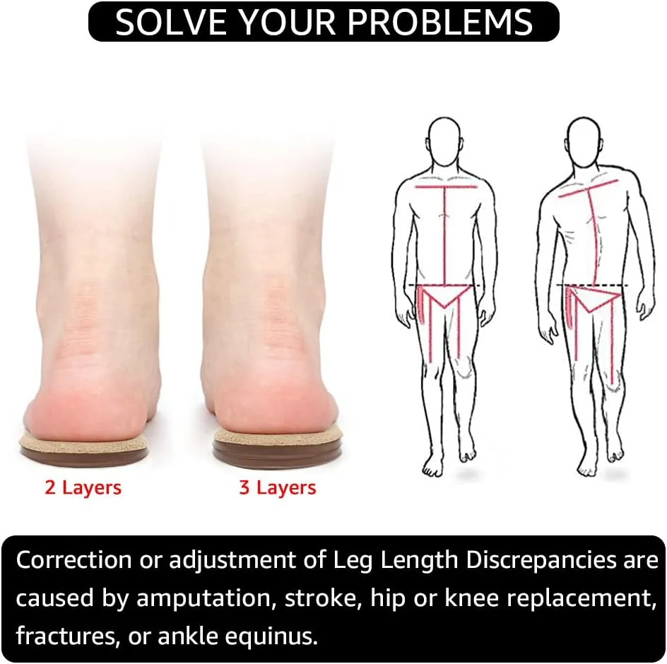 SQHT Adjustable Orthopedic Heel Lift Inserts - Height Increase Insoles for Leg Length Discrepancies and Achilles Tendonitis, Heel Cushion Lifts for Men and Women (BeigeLarge-Women's 10-13|Men's 9-14)