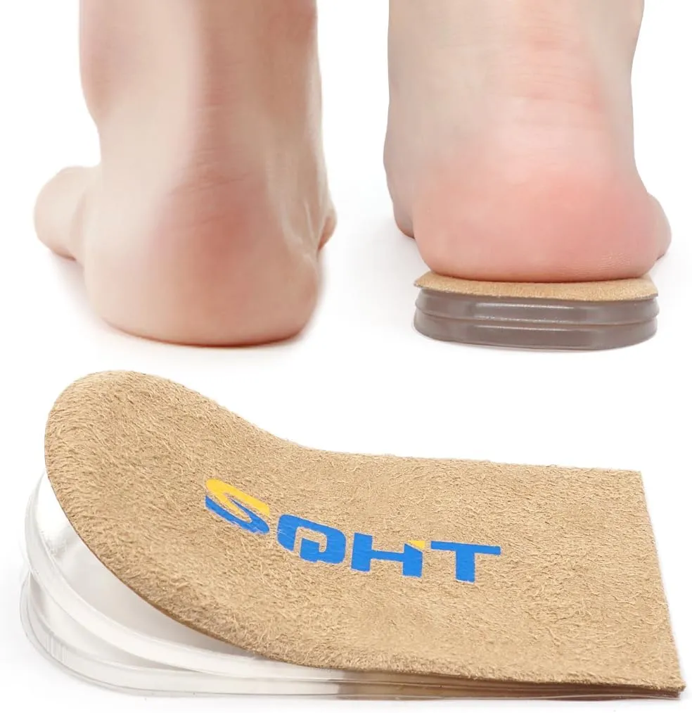 SQHT Adjustable Orthopedic Heel Lift Inserts - Height Increase Insoles for Leg Length Discrepancies and Achilles Tendonitis, Heel Cushion Lifts for Men and Women (BeigeLarge-Women's 10-13|Men's 9-14)