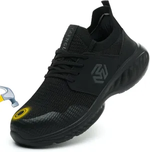 Steel Toe Shoes for Men Indestructible Non Slip Safety Shoes Lightweight Steel Toe Sneakers Slip On Work Shoes Loafers