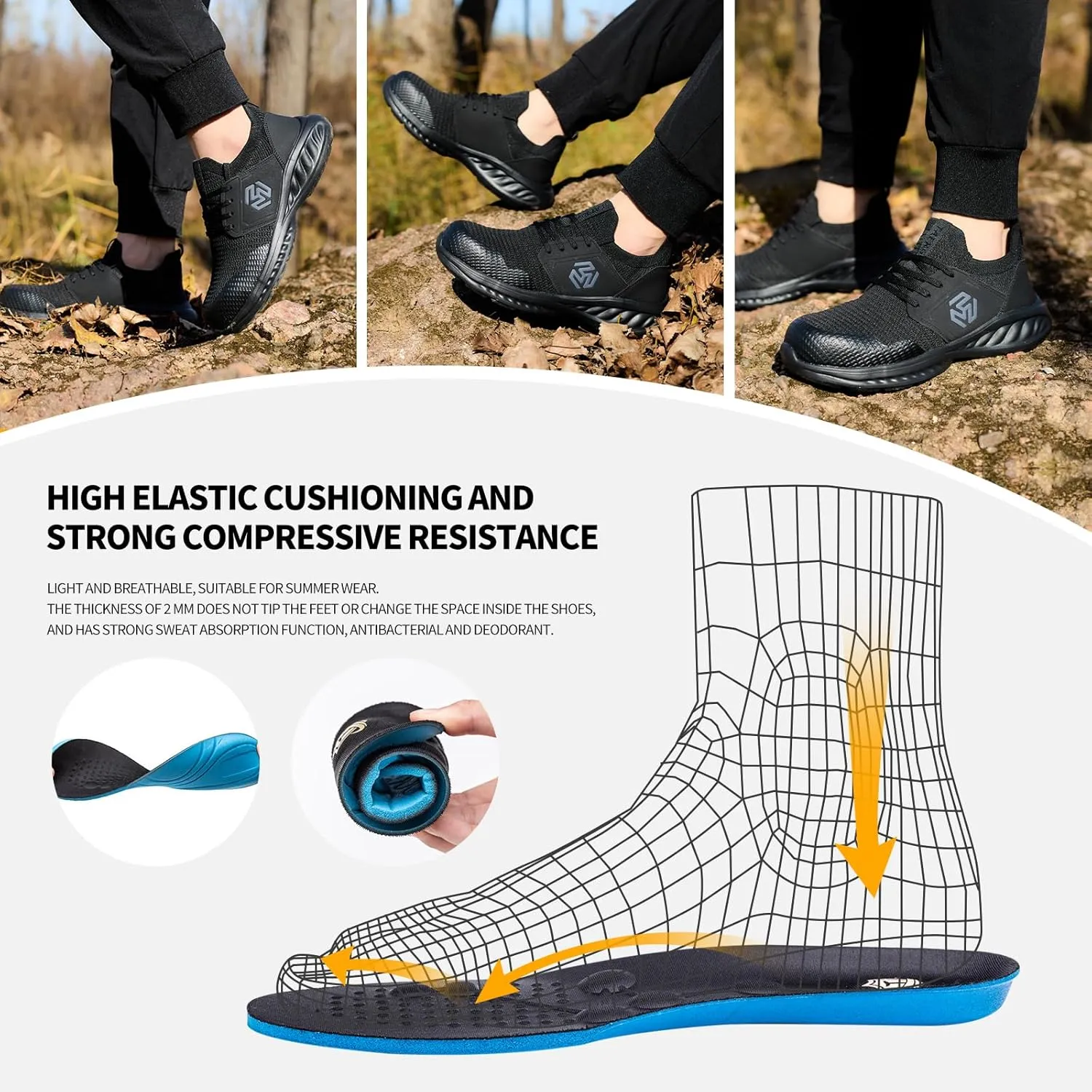 Steel Toe Shoes for Men Indestructible Non Slip Safety Shoes Lightweight Steel Toe Sneakers Slip On Work Shoes Loafers