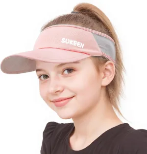 Sukeen Kids Sun Visor Hats for Girls Boys,Lightweight Sports Hat UPF50  Sun Hat Cooling Headwear Visor for Running Outdoors