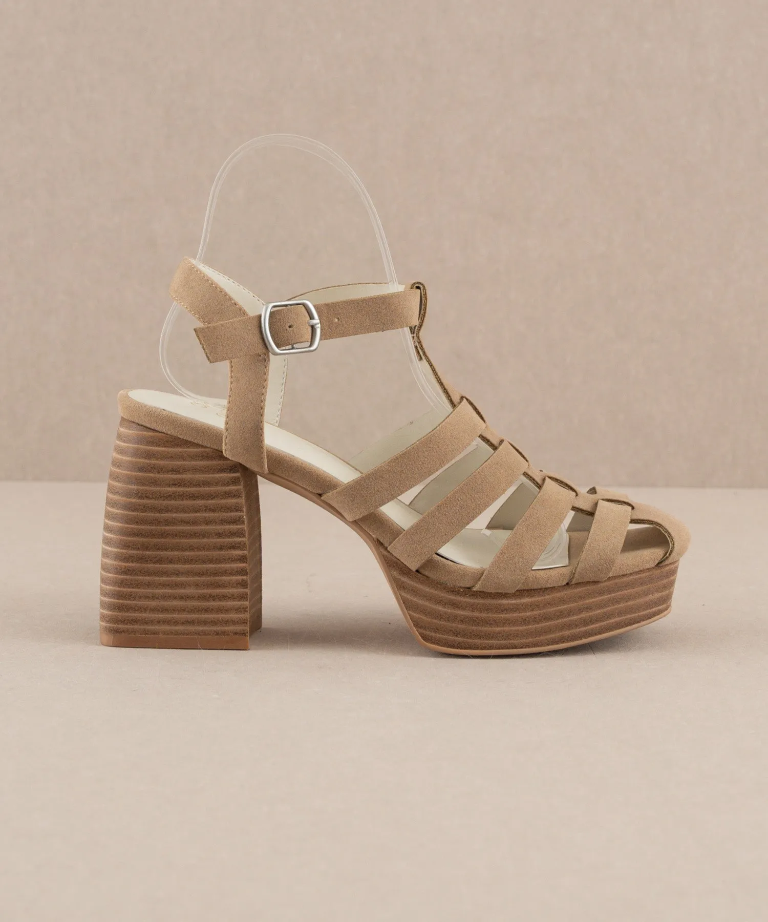 The Hailee | Khaki Gladiator Cage Platform Heels