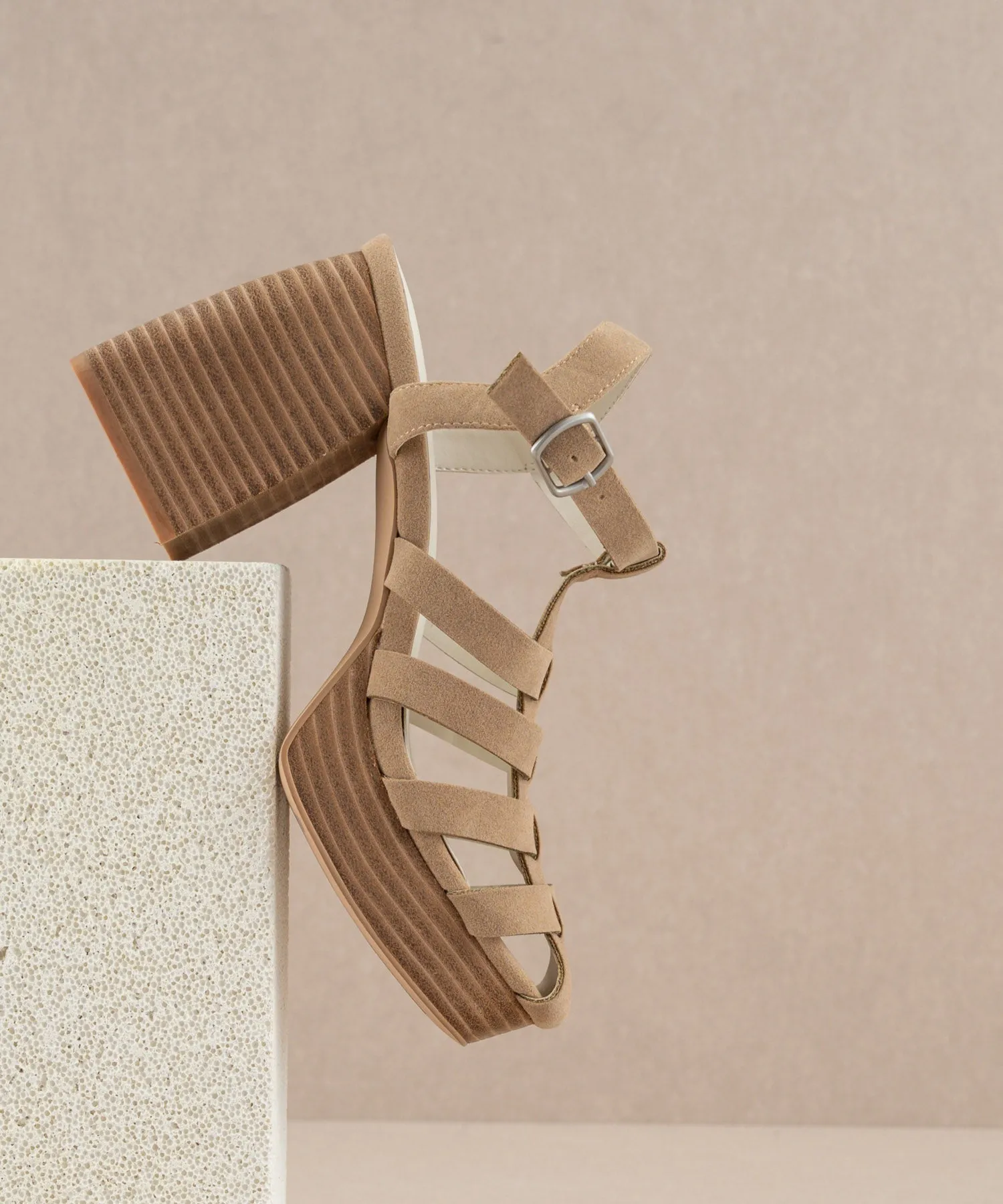 The Hailee | Khaki Gladiator Cage Platform Heels