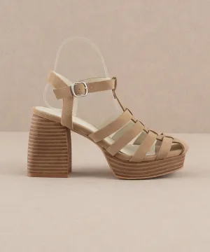The Hailee | Khaki Gladiator Cage Platform Heels
