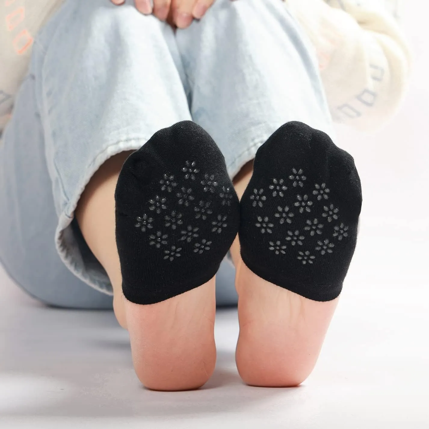 Toe Toppers No Show Liner Half Socks for Women Seamless Grip Non Slip Hidden Toe Covers for Mules 4/8 Pairs