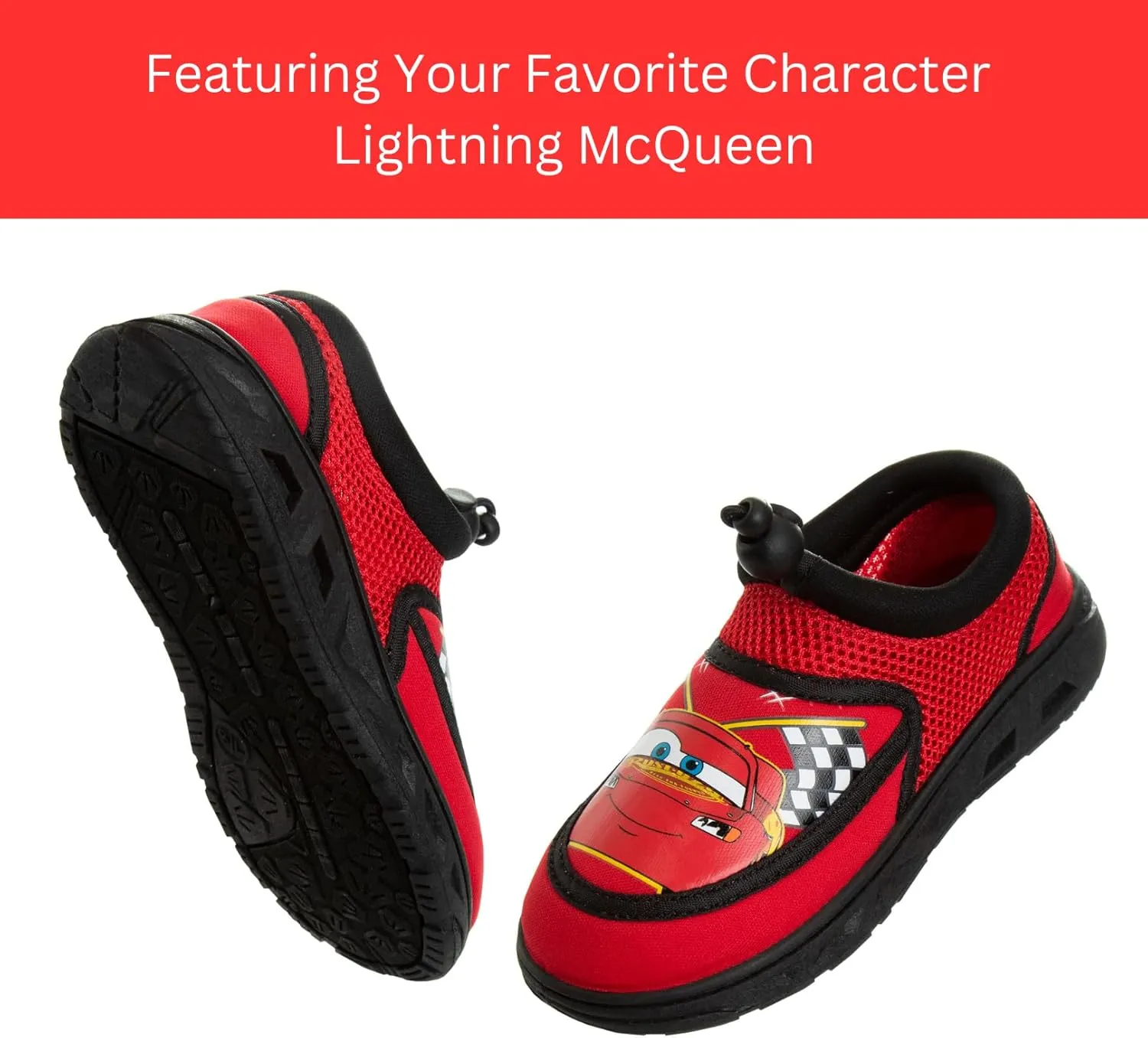 Toy Story Cars Boys Water Shoes Kids Sandals - Lightning McQueen Woody Buzz Lightyear Pool Aqua Socks Bungee Waterproof Quick Dry (Toddler-Little Kid)