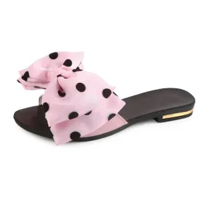 Women's Slipper Slides with Polka Dot Bow