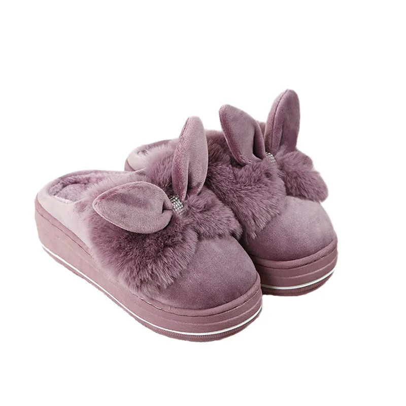 Women's Thick-Sole Clog Slippers with Rhinestones