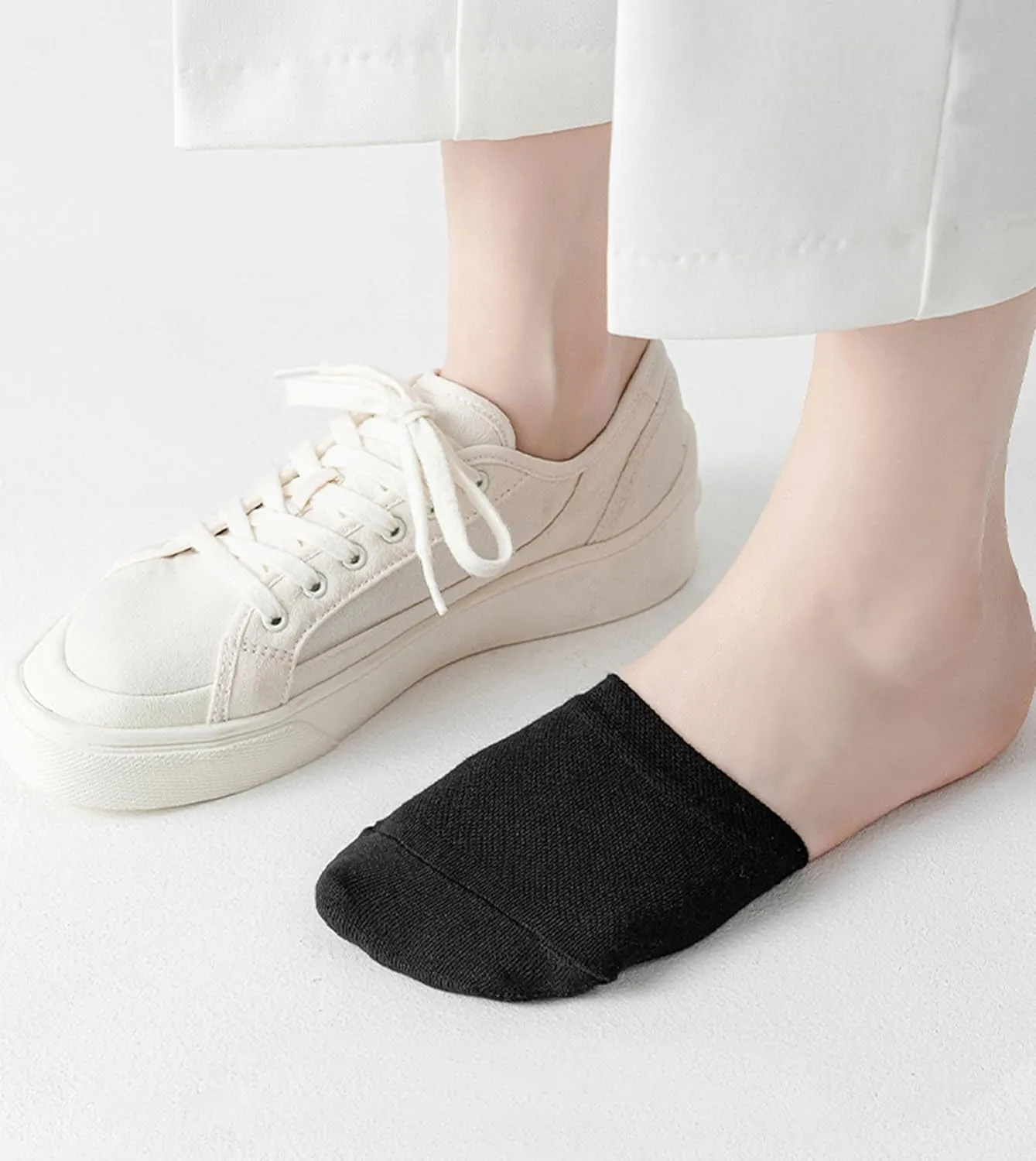 Women's Toe Topper Socks Cotton Half Socks for Women Grip Non Slip Liner No Show Toe Covers for Mules 6/8 Pairs
