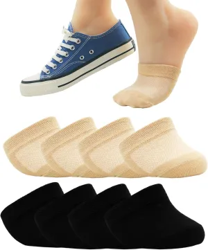 Women's Toe Topper Socks Cotton Half Socks for Women Grip Non Slip Liner No Show Toe Covers for Mules 6/8 Pairs